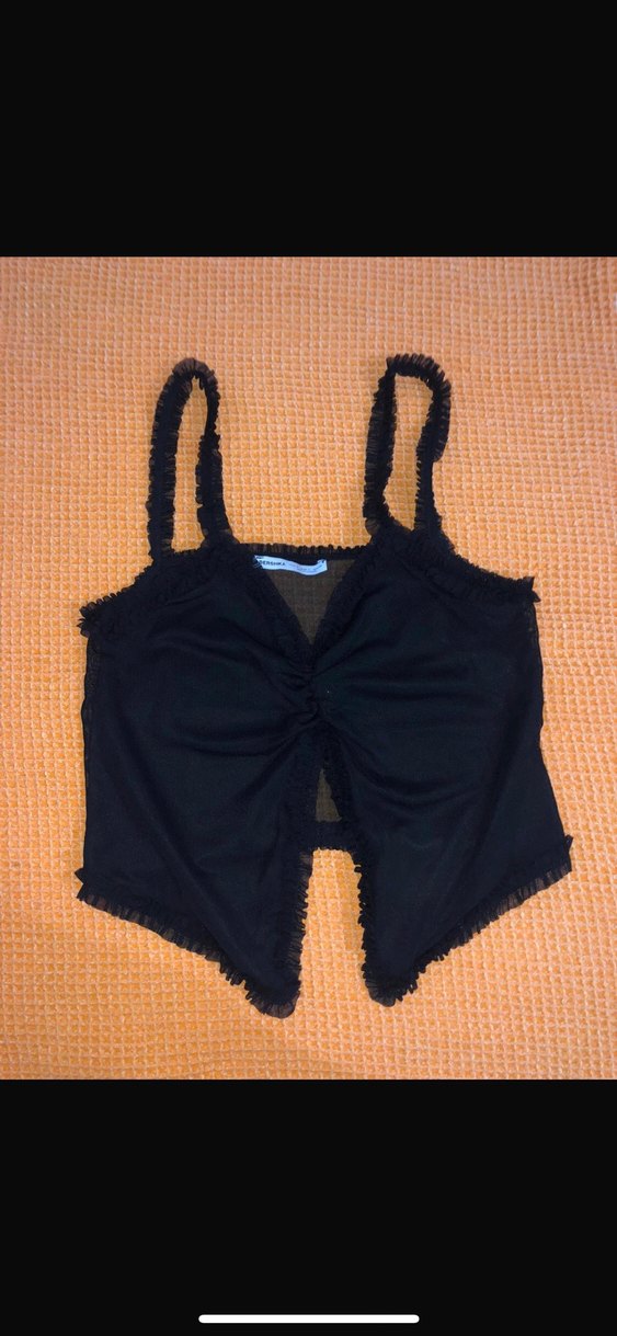 Bershka y2k Siyah tül crop - Görsel 4