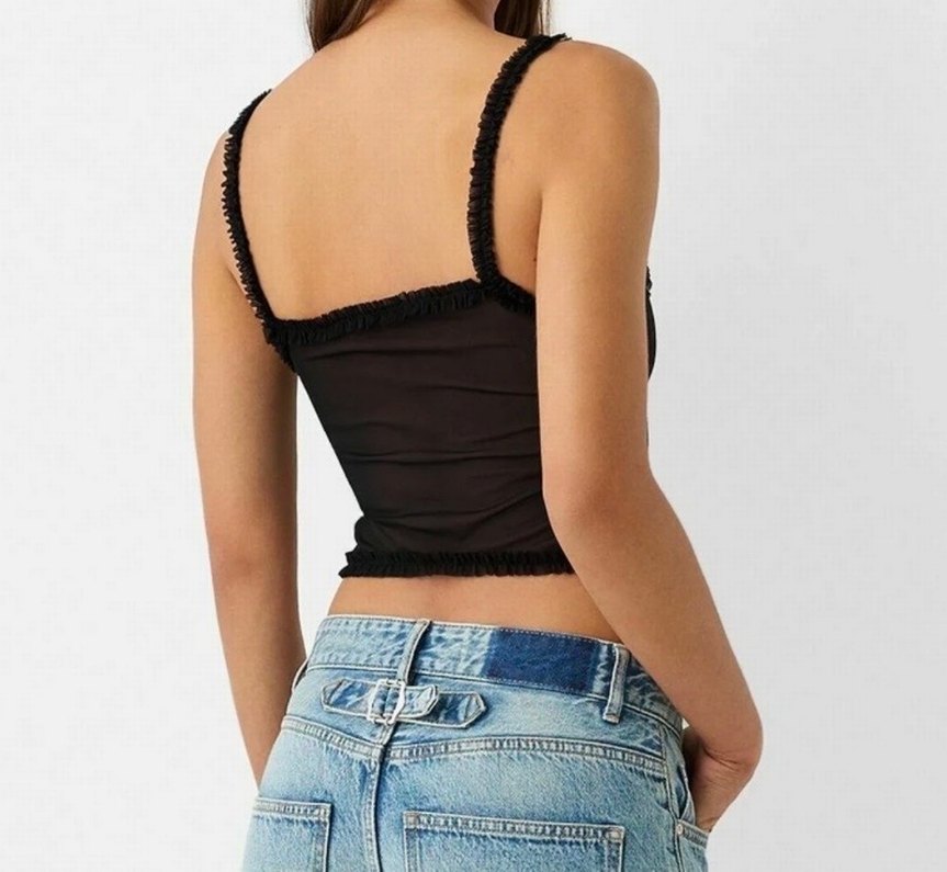 Bershka y2k Siyah tül crop - Görsel 3