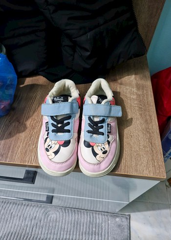 Kız Çocuk Pembe Minnie Baskılı Cırt Cırtlı Spor Ayakkabı