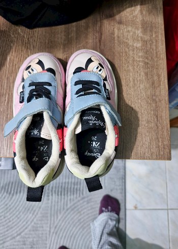 26 Beden pembe Renk Kız Çocuk Pembe Minnie Baskılı Cırt Cırtlı Spor Ayakkabı