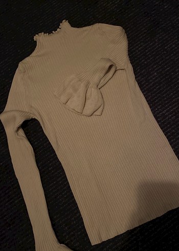 Bej Kadın Boğazlı Triko Bluz - Görsel 2