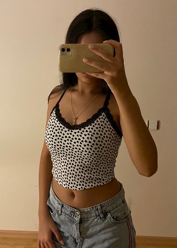 American Vintage Dantel Detaylı Beyaz Halter Yaka Crop Top