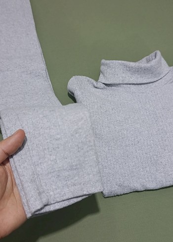 Gri Boğazlı kadın Polar Takım - Görsel 2