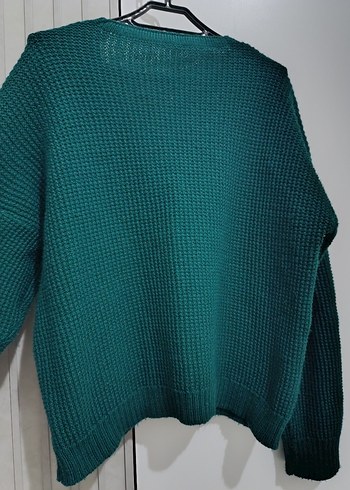 Nakışlı Yeşil Örgü Kadın Hırka - Görsel 3