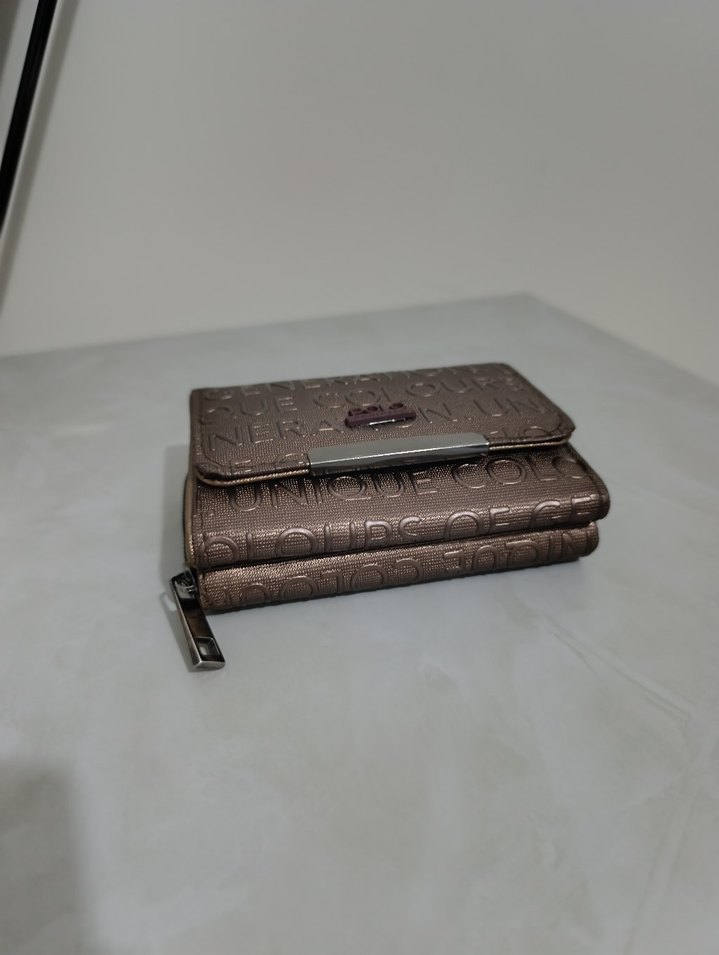 Kahverengi Baskılı Deri Kadın Cüzdan - Görsel 2