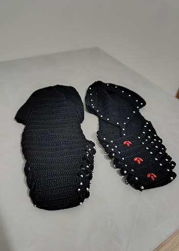 37 Beden siyah Renk Siyah Nakışlı Triko Stiletto Terlik