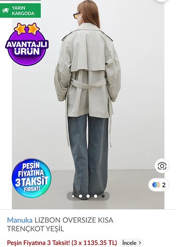 Diğer Manuka Oversize Kısa Bej Trençkot