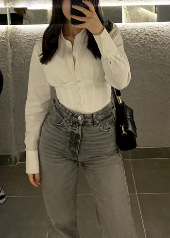 Zara Zara Gri Midi Kadın Denim Jean