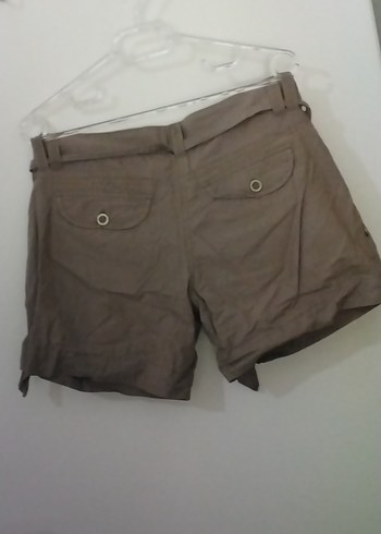 Kuşaklı Keten Hamile Şortu Bej - Görsel 4