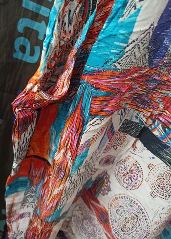 Batik Renkli Desenli Bohem Uzun Elbise
