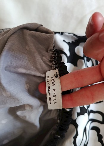 Zara Basics Siyah Beyaz Desenli Elbise