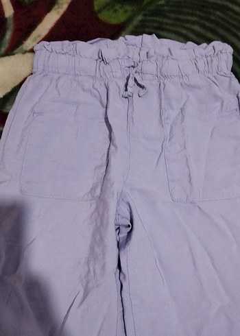 Mor Pastel Rahat Kesim kız cocuk Kumaş Pantolon - Görsel 2