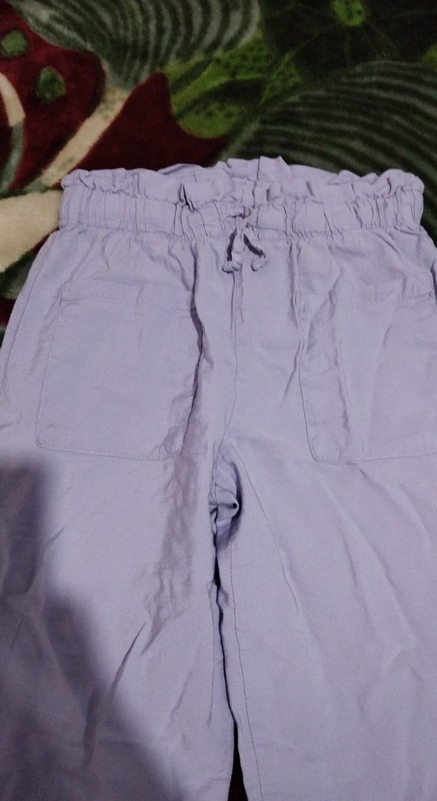 Mor Pastel Rahat Kesim kız cocuk Kumaş Pantolon - Görsel 2