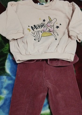 Uzun Kollu Fırfırlı Pembe Bebek Takımı - Görsel 2