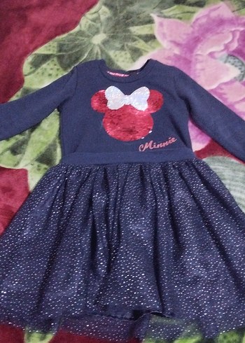 Mavi Simli Kız Çocuk Uzun Kollu Elbise - Görsel 2