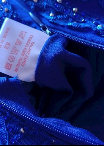 52 Beden mavi Renk Mavi Uzun Kollu Drapeli Abiye