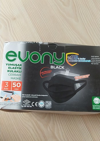 Evony Siyah Cerrahi Maske 50'li - Görsel 2