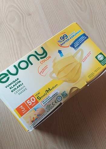 Evony Sarı Yumuşak Kulaklı Cerrahi Maske s/m - Görsel 4