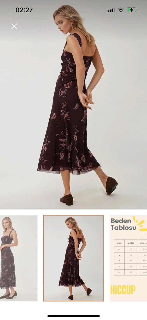 Acı kahve  Midi Askılı Salaş Elbise - Görsel 2