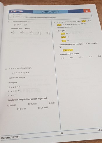  Beden 15 Matematik AYT Denemeleri Kitabı