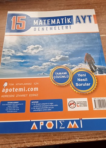  15 Matematik AYT Denemeleri Kitabı