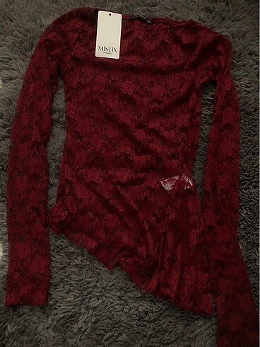 Bershka gothic y2k asimetrik dantel bluz
