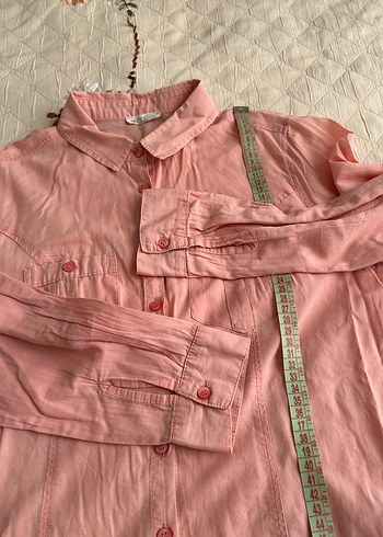 Pembe Düğmeli Kadın pamuklu Gömlek - Görsel 8