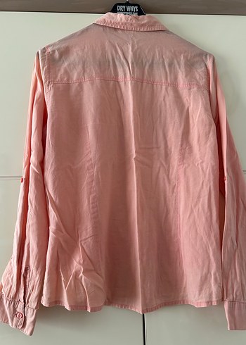 Pembe Düğmeli Kadın pamuklu Gömlek - Görsel 2