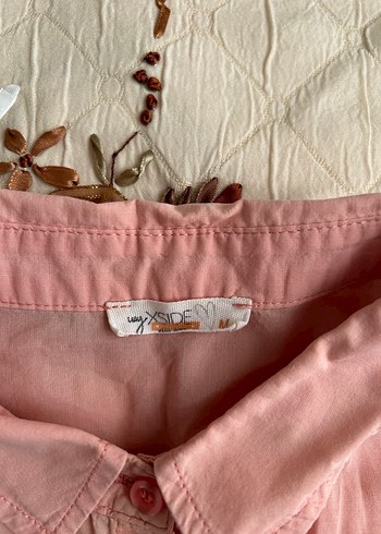 Pembe Düğmeli Kadın pamuklu Gömlek - Görsel 7