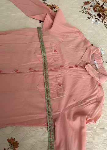 Pembe Düğmeli Kadın pamuklu Gömlek - Görsel 3