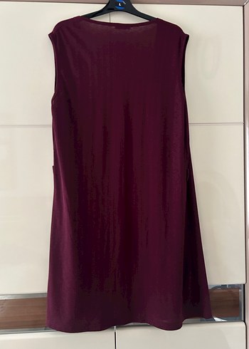 Bordo Uzun Kollarsız Salaş Yelek - Görsel 2