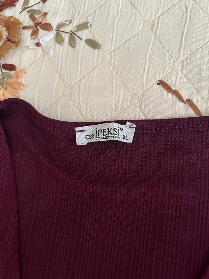 Bordo Uzun Kollarsız Salaş Yelek - Görsel 3