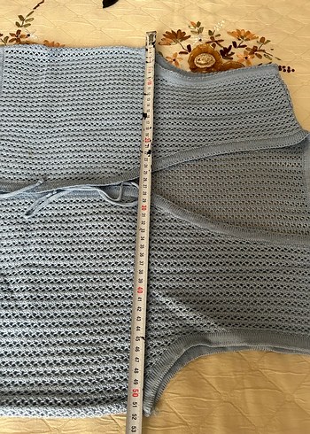 Gri V Yaka Örgü Kadın Yelek - Görsel 4