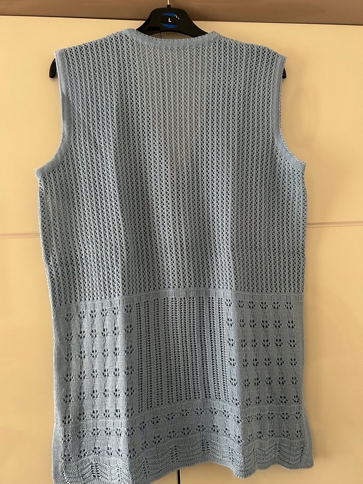 Gri V Yaka Örgü Kadın Yelek - Görsel 2