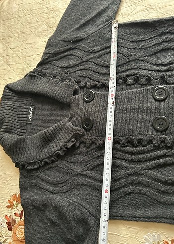 Düğmeli Siyah Midi Kadın Hırka - Görsel 5