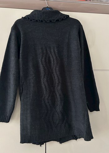 Düğmeli Siyah Midi Kadın Hırka - Görsel 2