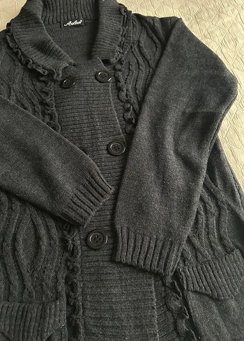 Düğmeli Siyah Midi Kadın Hırka - Görsel 8