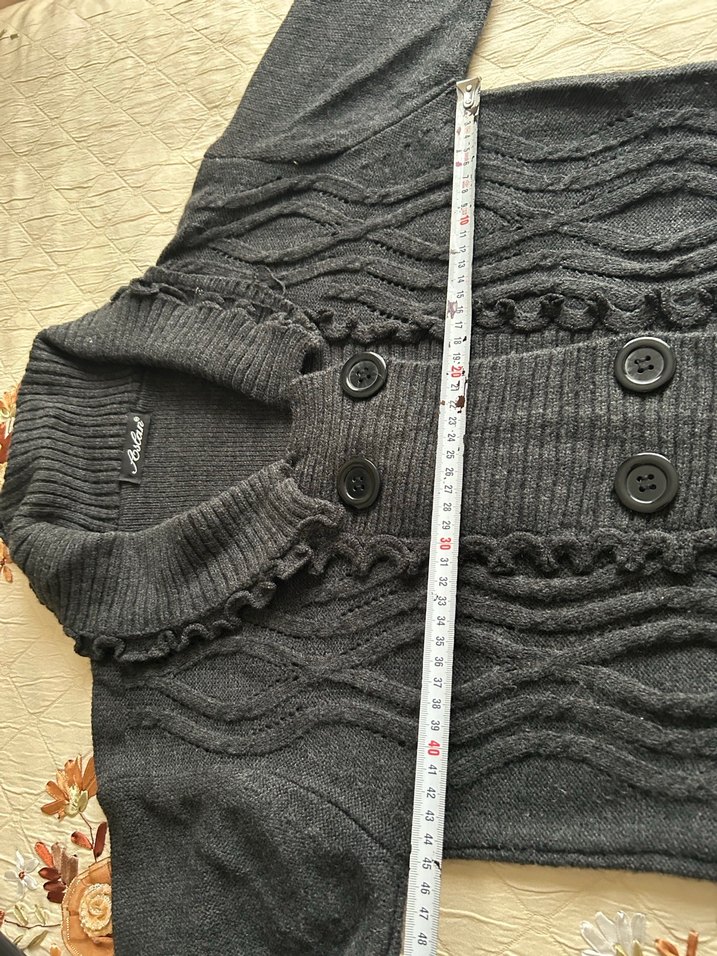 Düğmeli Siyah Midi Kadın Hırka - Görsel 5