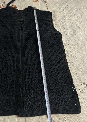 Siyah Örgü V Yaka Kolsuz Yelek - Görsel 3