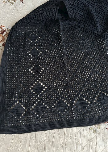 Siyah Örgü V Yaka Kolsuz Yelek - Görsel 5