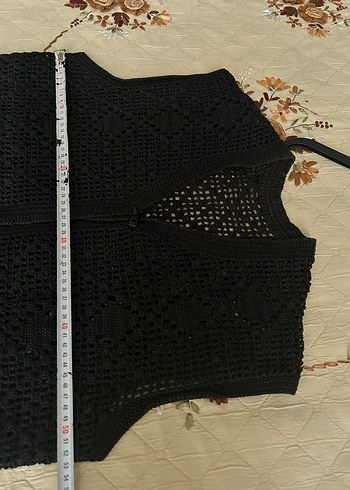 Siyah Örgü V Yaka Kolsuz Yelek - Görsel 4