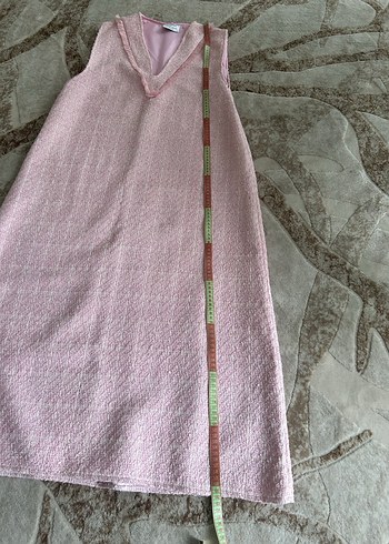 Pudra Pileli V Yakalı Uzun Elbise - Görsel 5