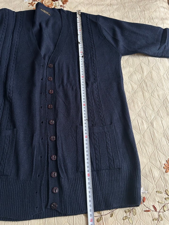 Siyah Düğmeli Midi Kadın Hırka - Görsel 4