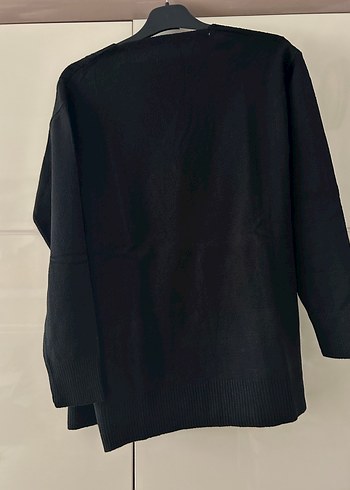 Düğmeli Siyah Midi Kadın Hırka - Görsel 2