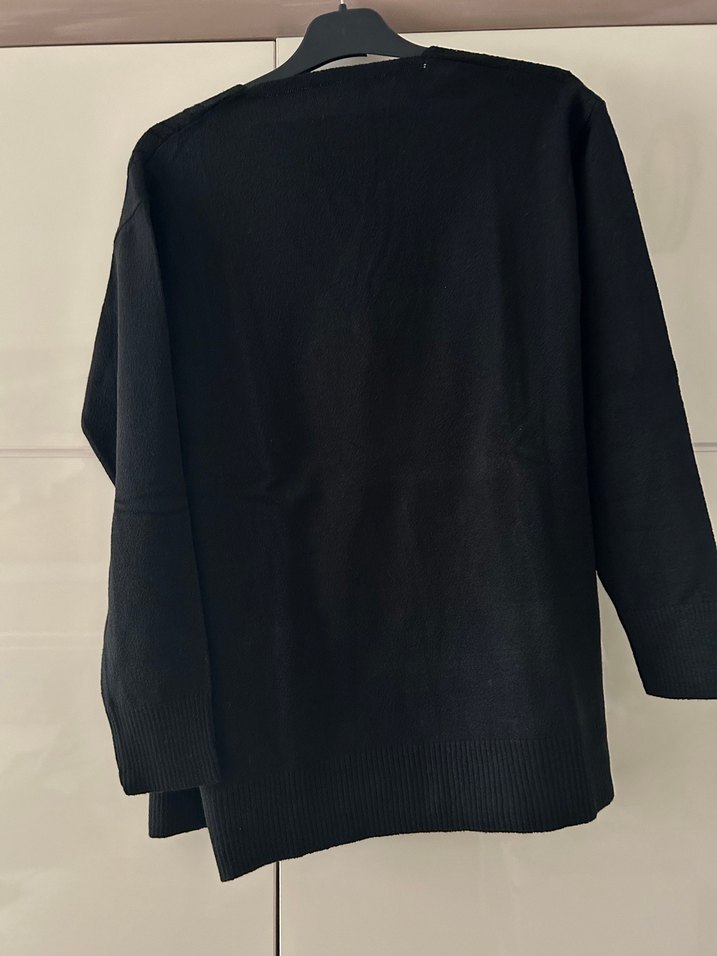 Düğmeli Siyah Midi Kadın Hırka - Görsel 2