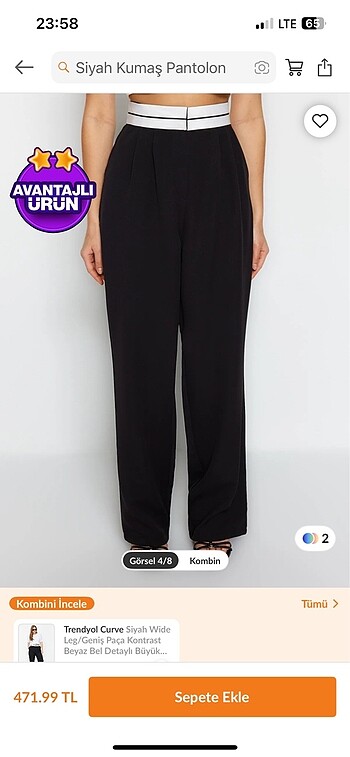 36 Beden Trendyolmilla siyah kumaş pantolon