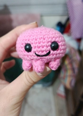 Pembe Örgü Mini Ahtapot Peluş Oyuncak