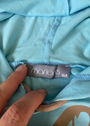 Mavi Kapüşonlu Kısa Sweatshirt - Görsel 2