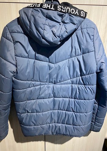 Gri Kapüşonlu Fermuarlı Erkek Çocuk Kış Montu - Görsel 3