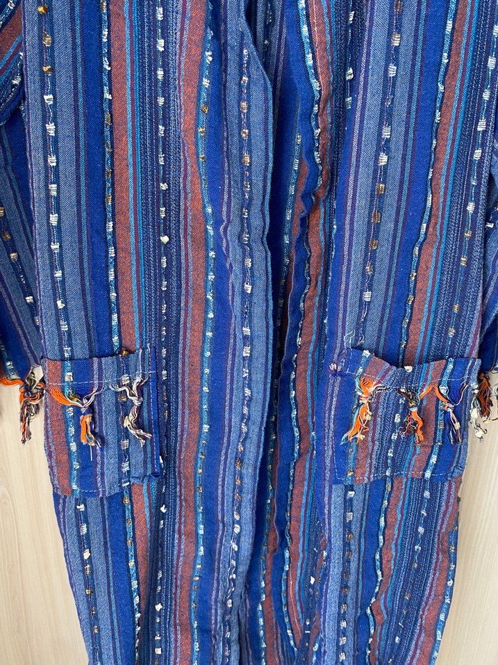 Renkli Mavi Bohem Bağlamalı Bornoz - Görsel 2